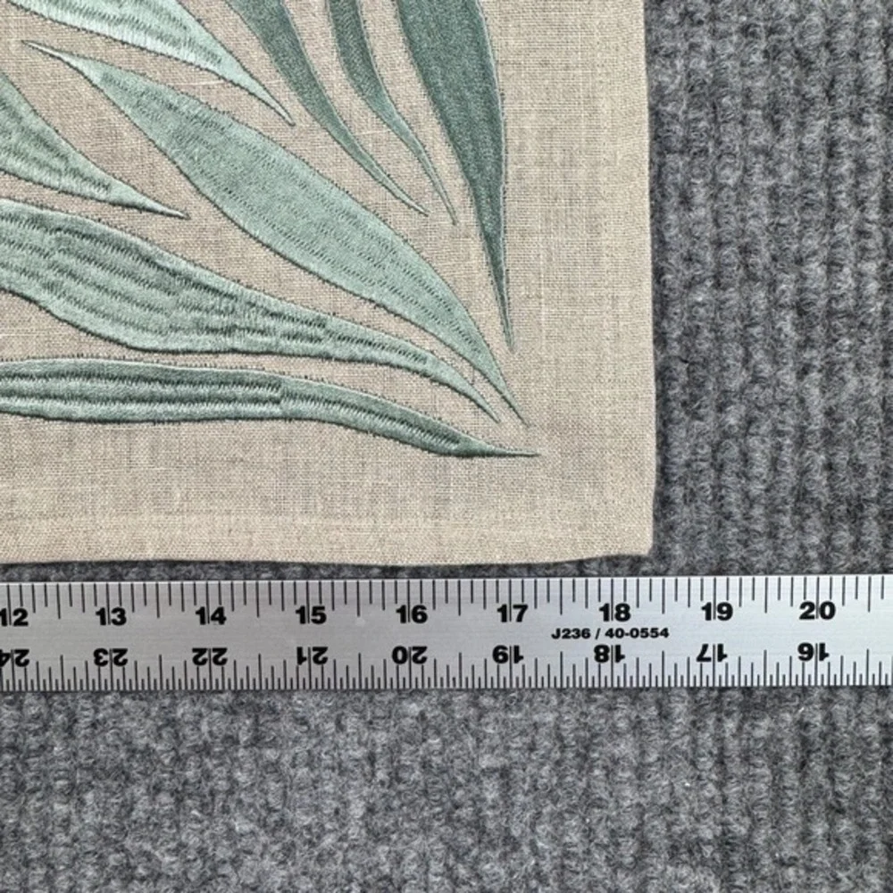 Viabrava 100%‎ Linen Embroidered Placemats Napkins 18 Pieces Botanical Tropical